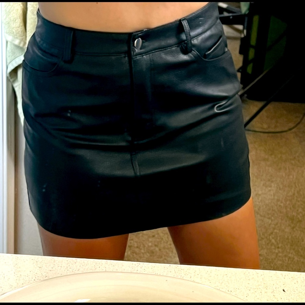 Black leather skirt